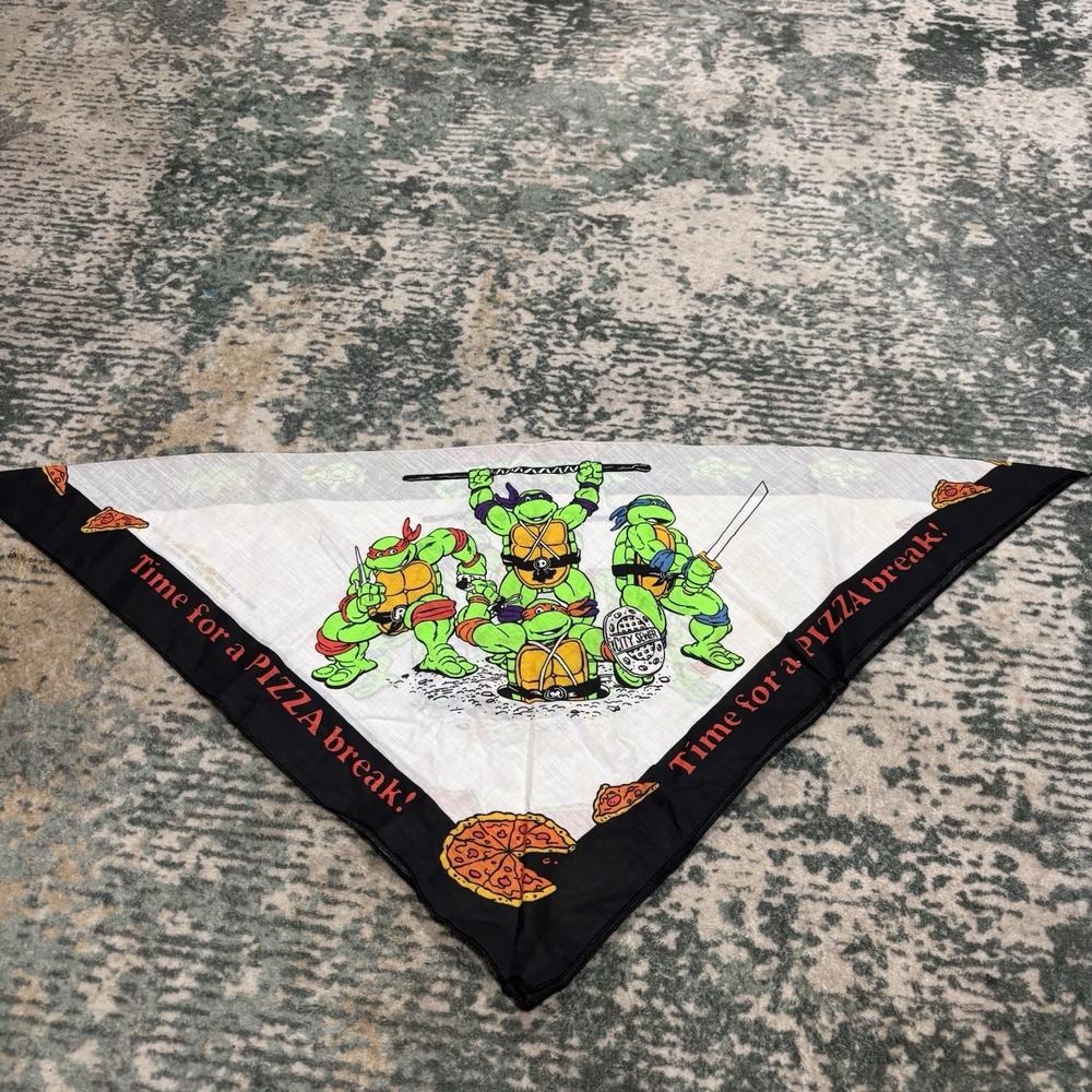 Vintage 1990 Teenage Mutant Ninja Turtles "Time For A Pizza Break" Bandana